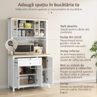 Homcom Bufet Bucatarie – Alb cu Sertare & Rafturi Reglabile(m-5)