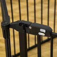 PawHut Barrière de sécurité barrière de protection cheminée parc enclos chien pliable modulable 6 panneaux avec porte sans perçage 362,5 x 76 cm noir(m-9)