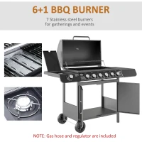 Outsunny Seven-Burner Gas BBQ Grill - Grey(m-5)