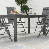 Outsunny Aluminium Extending Garden Table with Slatted Top for 6-8 Person, 160/220 x 90 x 73 cm, Grey(m-8)