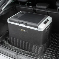 Outsunny 50L Car Refrigerator, Portable Compressor Car Fridge Freezer, Electric Cooler Box with 12/24V DC and 110-240V AC for Camping, Driving, Picnic, Down to -20℃(m-12)