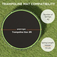 SPORTNOW Trampoline Replacement Mat with Spring Pull Tool, 42 V-Hooks, for 8ft Trampoline using 14cm Springs, Green(m-4)