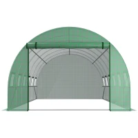 Outsunny Bâche de Rechange Serre Tunnel 18 m², bâche 6 x 3 x 2 m PE Anti-UV imperméable 12 fenêtres + Porte Enroulable zippée vert(m-7)