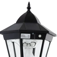 Outsunny 1.9M Garden Lamp Post Light, IP44 Outdoor LED Solar Powered Lantern Lamp with Decorative Bulb, Aluminium Frame for Patio, Pathway and Walkway, Black(m-10)