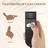 HOMCOM Poltrona Alzapersona Reclinabile a 160° con Poggiapiedi e Telecomando, in Velluto, 85x88x109 cm, Marrone(m-6)