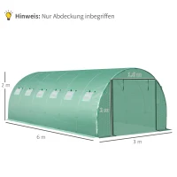 Outsunny Gewächshausfolie 6x3x2m, wasserdicht Gartenfolie mit UV Schutz, Folie aus PE, Abdeckplane für Gartenarbeit Treibhaus Folientunnel, Tunnelfolie für Außenbereich, Pflanzen, Grün(m-3)