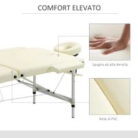 HOMCOM Lettino per Massaggi Pieghevole Professionale, Altezza Regolabile e Borsa di Trasporto, Bianco(m-6)