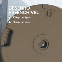 Outsunny Base para Chapéu de Sol Redonda Suporte para Chapéu de Sol Preenchível com Água 23L ou Areia 28kg Ø55x30 cm Marrom(m-4)