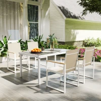 Outsunny 5 Piece Garden Furniture Set with 4 Armchairs and Tempered Glass Table Top, for Deck, Balcony(m-10)