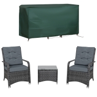 Outsunny 2-Seater Rattan Table & Chair, Bistro Garden Furniture Set Wicker Table for Small Patio, Waterproof Cover Included