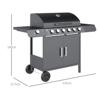 Outsunny Seven-Burner Gas BBQ Grill - Grey(m-3)