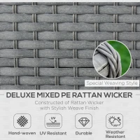 Outsunny 5 PCs PE Rattan Wicker Corner Sofa Set Bonzer Outdoor Conservatory Furniture Lawn Patio Tea Table Footstool w/ Cushion - Grey(m-4)