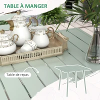 Outsunny Salon de jardin ensemble salle à manger de jardin 5 pièces avec 1 table et 4 chaises empilables en acier vert(m-5)