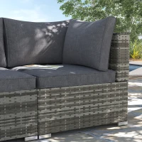 Outsunny Outdoor PE Rattan Corner Sofa, Garden Wicker Furniture Single Sofa Chair w/ Cushions, Deep Grey(m-11)