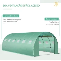 Outsunny Cobertura de Estufa de Túnel 6x3x2m Cobertura de Substituição de Estufa Polietileno com 12 Janelas e Portas Enroláveis Proteção de Plantas para Jardim Verde(m-4)