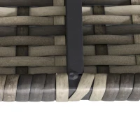 Outsunny Outdoor PE Rattan Corner Sofa, Garden Wicker Furniture Single Sofa Chair w/ Cushions, Deep Grey(m-7)