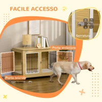 PawHut Casetta per Cani Taglia Media e Grande con 2 Porte Bloccabili e Cuscino Lavabile, 90x58x65 cm, Rovere(m-5)