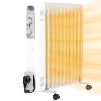 HOMCOM Aquecedor a Óleo Silencioso 2500W com Temperatura Ajustável 3 Ajustes de Aquecimento para 25 m² 29x49x62 cm Branco(m-10)