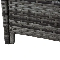 Outsunny 4 Pcs Rattan Wicker Garden Furniture Patio Sofa Storage & Table Set w/ 2 Drawers Coffee Table,Great Cushioned 4 Seats Corner Sofa - Grey(m-11)