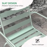 Outsunny Salon de jardin ensemble salle à manger de jardin 5 pièces avec 1 table et 4 chaises empilables en acier vert(m-6)