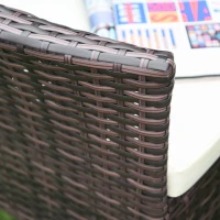 Outsunny 2 PC Outdoor Rattan Armchair Dining Chair Garden Patio Furniture w/ Armrests Cushions Mixed Brown(m-10)