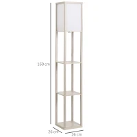 HOMCOM 3-Tier Floor Lamp, Floor Light with Storage Shelf, Reading Standing Lamp with Acrylic Shade for Living Room, Bedroom, Kitchen, Dining Room, Office, Dorm, 160cm, Oak(m-3)