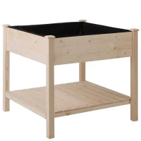 Outsunny Gradina Flori Acoperis Urban din Lemn cu Husa din Tesatura, 91x91x81cm(m-15)