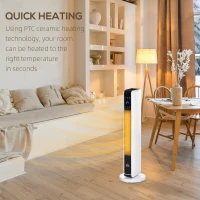 HOMCOM 1100W/2200W Space Heater with 65° Oscillation & 8-Hour Timer and Overheat & Tip Over Protection, Room Heater with 2 Heat and Fan for Bedroom, 29 inch(m-5)