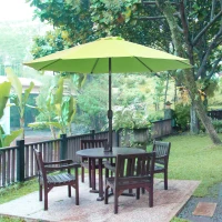 Outsunny 2.7M Garden Parasol Umbrella with Glass Fibre Ribs and Aluminium Frame, Tilting Sun Shade Shelter Canopy, Light Green(m-12)