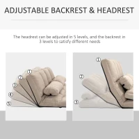 HOMCOM 2-in-1 Vloerstoel met Verstelbare Rugleuning, 102 x 73 x 60 cm, Beige(m-4)