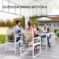 Outsunny 5 Piece Garden Furniture Set with 4 Armchairs and Tempered Glass Table Top, for Deck, Balcony(m-4)