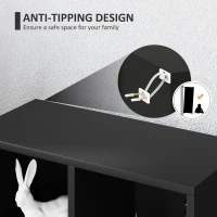 HOMCOM 2-Tier Bookshelf with 5 Compartments - Black(m-6)