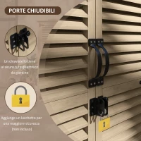 Outsunny Armadio da Esterno Portaoggetti a 2 Ripiani con Picchetti, in Legno di Abete, 75x50x111/118 cm(m-7)