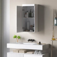 HOMCOM Dubbellaagse Badkamerkast, Wandgemonteerde Badmeubel, Spaanplaat, MDF, Wit(m-2)