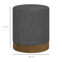 HOMCOM Soft Padded Corduroy Footstool - Charcoal Grey(m-3)