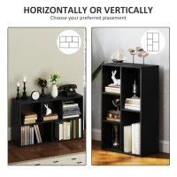HOMCOM 2-Tier Bookshelf with 5 Compartments - Black(m-5)