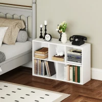 HOMCOM 2-Tier Bookshelf with 5 Compartments - White(m-10)