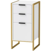 HOMCOM Bedroom Chest of Drawers, Industrial 3-Drawer Dresser, Storage Drawers Unit with Metal Frame for Living Room, White(m-11)