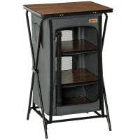 Outsunny Campingtafel met 3 Planken, Ritsdeur, Aluminium, Opvouwbaar, Grijs(m-10)