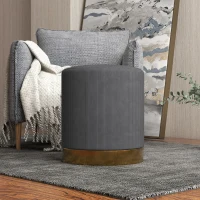 HOMCOM Soft Padded Corduroy Footstool - Charcoal Grey(m-6)