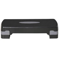HOMCOM Stepper Fitness Casa, Step Fitness con Altezza Regolabile 10-15 cm, con Strato Antiscivolo, Pedana Step Fitness Casa per Allenamento a Palestra, 68x29cm, Nero e Grigio(m-10)