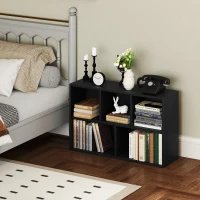 HOMCOM 2-Tier Bookshelf with 5 Compartments - Black(m-10)