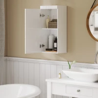 HOMCOM Dubbellaagse Badkamerkast, Wandgemonteerde Badmeubel, Spaanplaat, MDF, Wit(m-9)