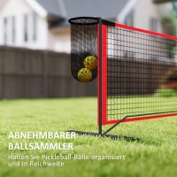 SPORTNOW Complete Pickleball-Set met Net, Standaard, Ballen, Staal, Kunststof, Rood(m-5)