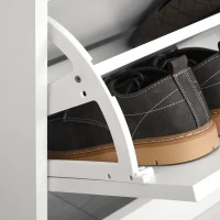 HOMCOM Shoe Cabinet with 3 Flip Drawers, Narrow Shoe Storage Cabinet with 5-tier Cupboard and Adjustable Dividers for Hallway, Entryway, White(m-8)