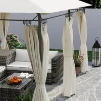 Outsunny Pérgola de Jardim 397x297x265 cm Pérgola de Exterior com Teto Duplo Paredes Laterais Resistente a Água Creme(m-9)