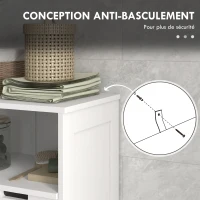 kleankin Meuble de salle de bain armoire 2 portes étagère réglable 2 tiroirs niche 61 x 30,5 x 109,5 cm blanc(m-7)