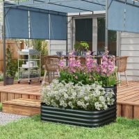 Outsunny Carré potager de jardin fond ouvert 2 étages pour herbes légumes fruits fleurs 120 x 90 x 30 cm noir(m-8)