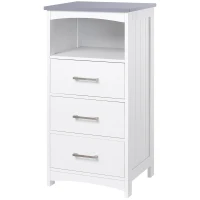 kleankin Meuble de salle de bain sur pied meuble de rangement avec 3 tiroirs et 1 niche 40 x 33 x 80 cm blanc(m-11)