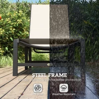 Outsunny Folding Sun Lounger Set of 2, 5-Position Adjustable Reclining Garden Loungers, Garden Chaise Lounge Sunbed Recliner Chairs with Steel Frame for Beach, Porch, Patio, Camping, Khaki(m-7)